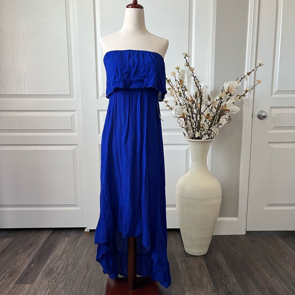 NWT Forever 21 Off-Shoulder High-Low Blue Dress